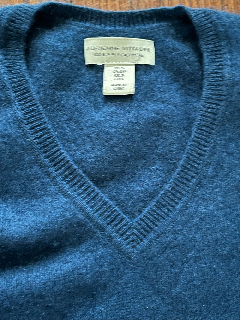 Adrienne Vittadini Women’s Dark Teal V-Neck 100% 2-Ply Cashmere Sweater Small